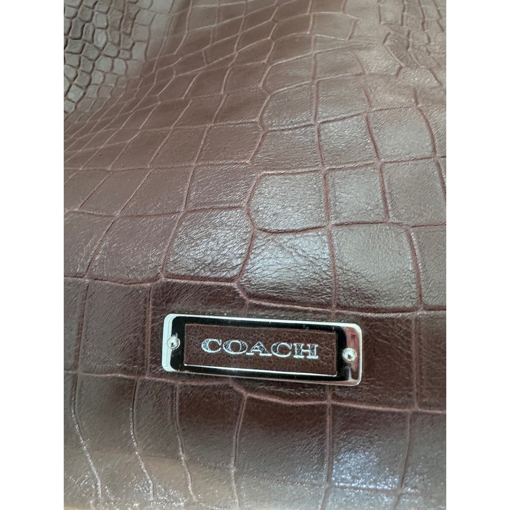 Coach F26122 Brown Croc Embossed Leather Hobo Shoulder Bag Tassel EUC - Picture 3 of 16